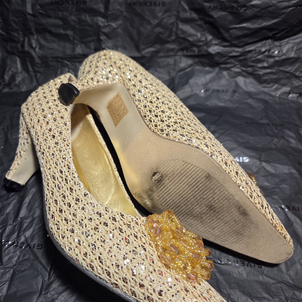 VTG EY Gold Kitten Heels - Picture 5 of 6
